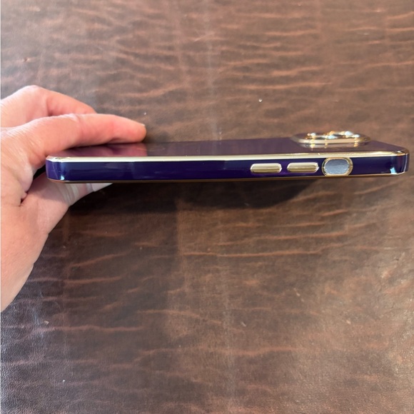 Chic Royal Purple with Gold Butterfly iPhone 15 Case - Picture 4 of 11